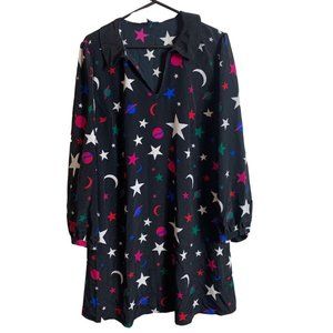 ModCloth Planets & Stars Long Sleeve Above Knee Length Dress Size Large